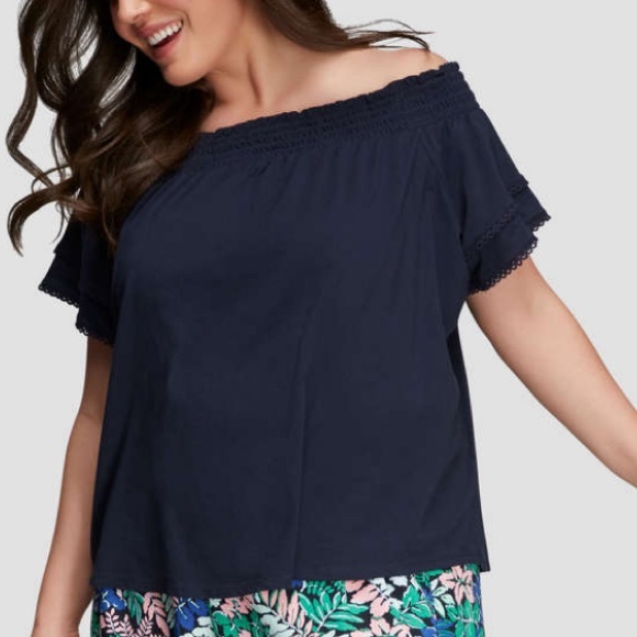 Joe Fresh Tops - NWT Joe Fresh Navy Blue Off the Shoulder Top
